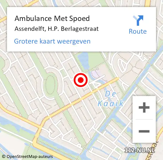Locatie op kaart van de 112 melding: Ambulance Met Spoed Naar Assendelft, H.P. Berlagestraat op 27 juni 2023 08:56