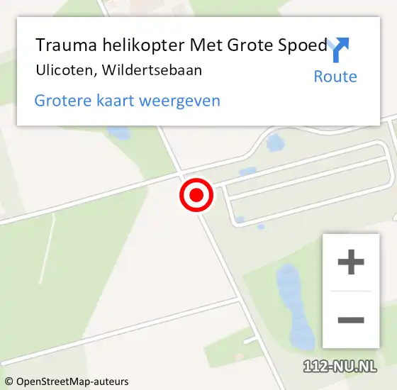 Locatie op kaart van de 112 melding: Trauma helikopter Met Grote Spoed Naar Ulicoten, Wildertsebaan op 27 juni 2023 08:57