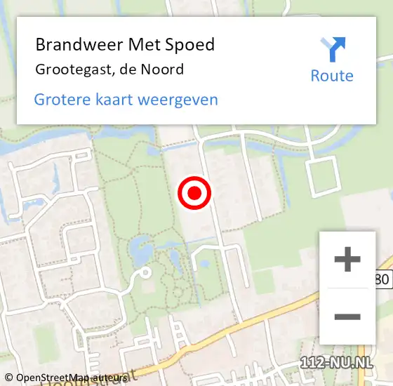 Locatie op kaart van de 112 melding: Brandweer Met Spoed Naar Grootegast, de Noord op 27 juni 2023 09:00