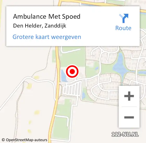 Locatie op kaart van de 112 melding: Ambulance Met Spoed Naar Den Helder, Zanddijk op 27 juni 2023 09:07