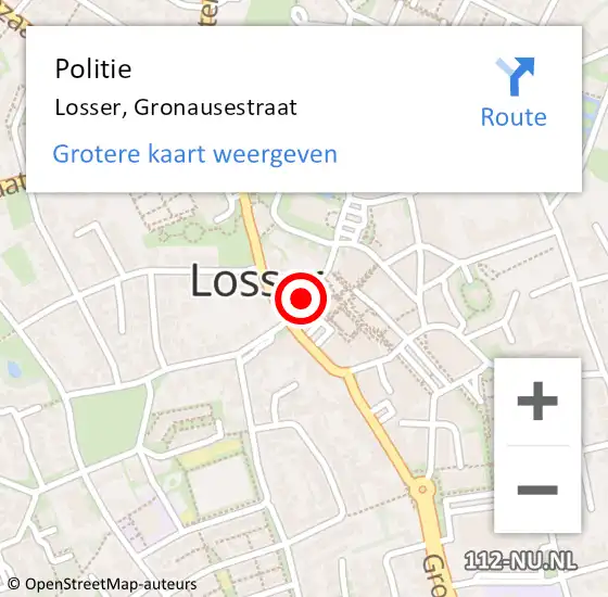 Locatie op kaart van de 112 melding: Politie Losser, Gronausestraat op 27 juni 2023 09:08