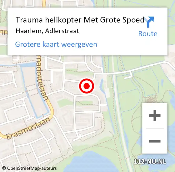 Locatie op kaart van de 112 melding: Trauma helikopter Met Grote Spoed Naar Haarlem, Adlerstraat op 27 juni 2023 09:19