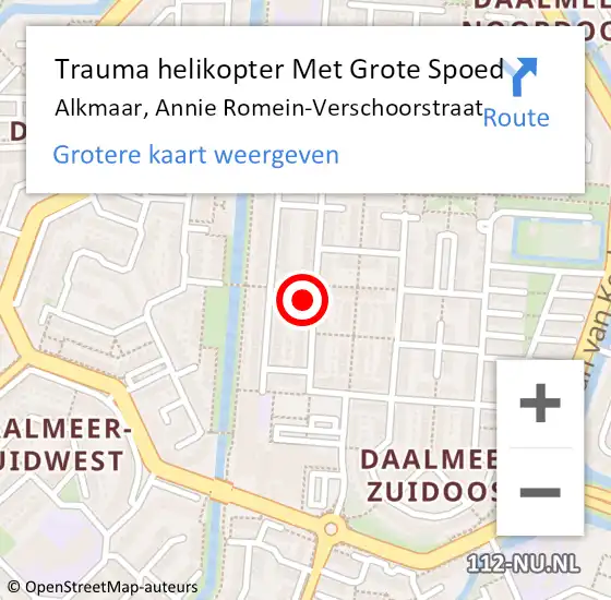 Locatie op kaart van de 112 melding: Trauma helikopter Met Grote Spoed Naar Alkmaar, Annie Romein-Verschoorstraat op 27 juni 2023 09:23