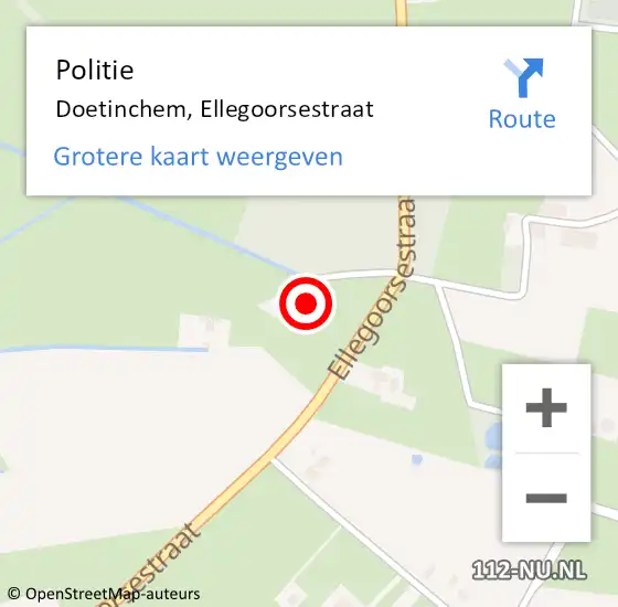 Locatie op kaart van de 112 melding: Politie Doetinchem, Ellegoorsestraat op 27 juni 2023 09:27