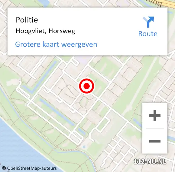 Locatie op kaart van de 112 melding: Politie Hoogvliet, Horsweg op 27 juni 2023 10:18