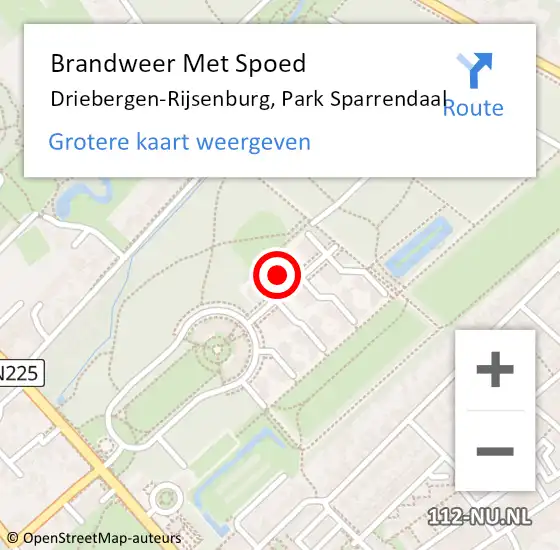 Locatie op kaart van de 112 melding: Brandweer Met Spoed Naar Driebergen-Rijsenburg, Park Sparrendaal op 27 juni 2023 10:37