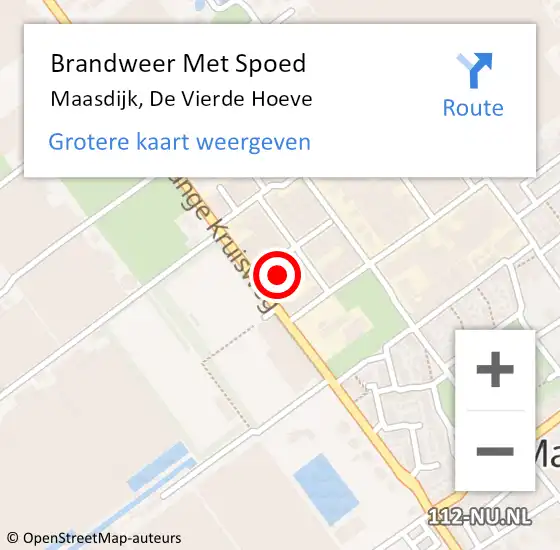 Locatie op kaart van de 112 melding: Brandweer Met Spoed Naar Maasdijk, De Vierde Hoeve op 27 juni 2023 11:08