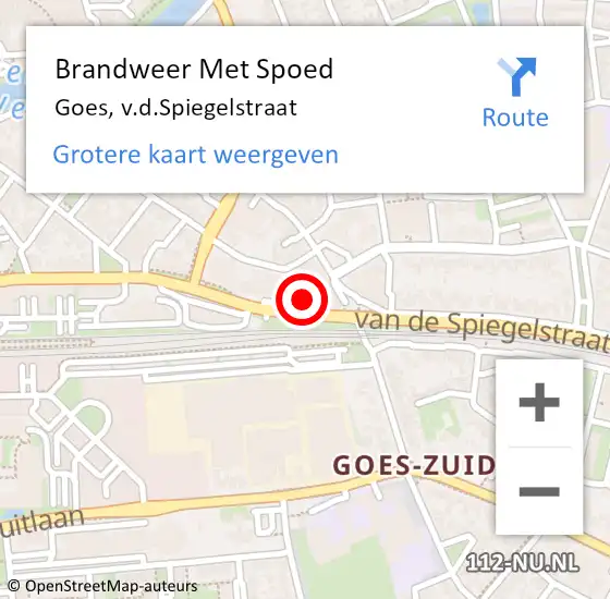 Locatie op kaart van de 112 melding: Brandweer Met Spoed Naar Goes, v.d.Spiegelstraat op 27 juni 2023 11:13
