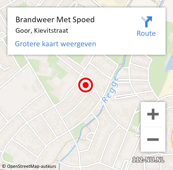 Locatie op kaart van de 112 melding: Brandweer Met Spoed Naar Goor, Kievitstraat op 27 juni 2023 11:14