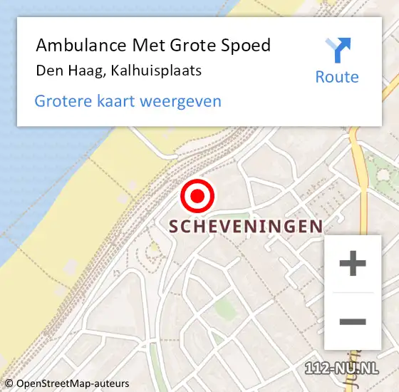 Locatie op kaart van de 112 melding: Ambulance Met Grote Spoed Naar Den Haag, Kalhuisplaats op 27 juni 2023 11:33