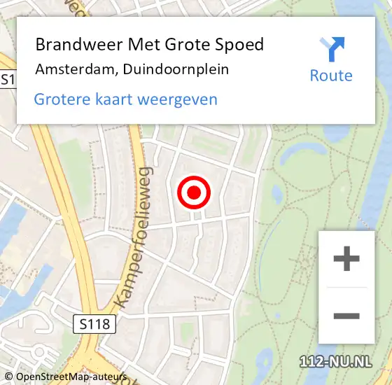 Locatie op kaart van de 112 melding: Brandweer Met Grote Spoed Naar Amsterdam, Duindoornplein op 27 juni 2023 11:49