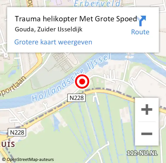 Locatie op kaart van de 112 melding: Trauma helikopter Met Grote Spoed Naar Gouda, Zuider IJsseldijk op 27 juni 2023 12:07