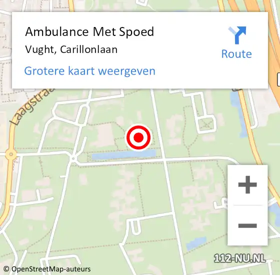 Locatie op kaart van de 112 melding: Ambulance Met Spoed Naar Vught, Carillonlaan op 27 juni 2023 12:09