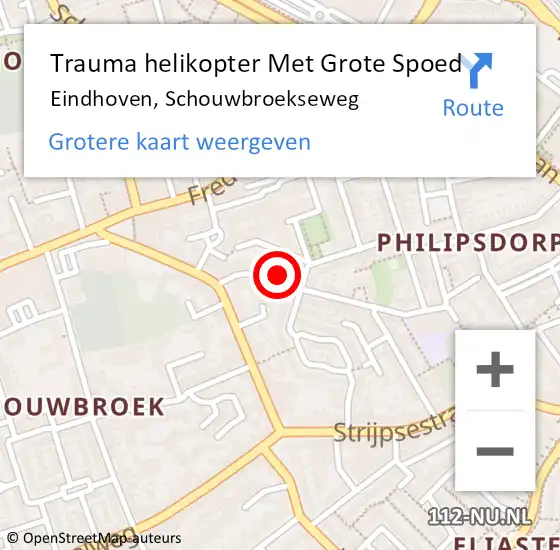 Locatie op kaart van de 112 melding: Trauma helikopter Met Grote Spoed Naar Eindhoven, Schouwbroekseweg op 27 juni 2023 12:09