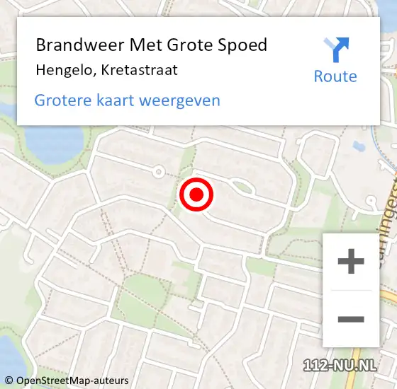 Locatie op kaart van de 112 melding: Brandweer Met Grote Spoed Naar Hengelo, Kretastraat op 27 juni 2023 12:12