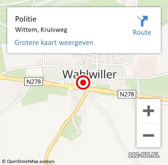 Locatie op kaart van de 112 melding: Politie Wittem, Kruisweg op 27 juni 2023 12:53