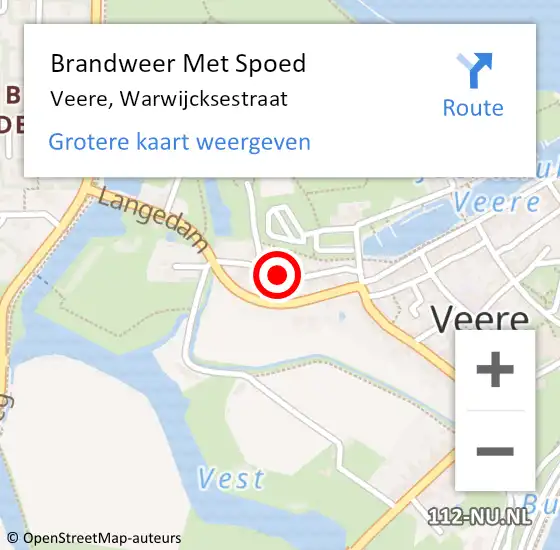 Locatie op kaart van de 112 melding: Brandweer Met Spoed Naar Veere, Warwijcksestraat op 27 juni 2023 13:12