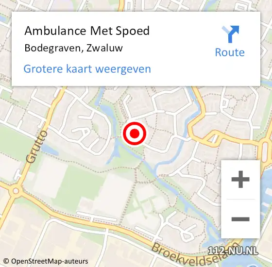 Locatie op kaart van de 112 melding: Ambulance Met Spoed Naar Bodegraven, Zwaluw op 27 juni 2023 13:21