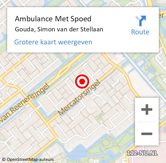 Locatie op kaart van de 112 melding: Ambulance Met Spoed Naar Gouda, Simon van der Stellaan op 30 augustus 2014 15:27