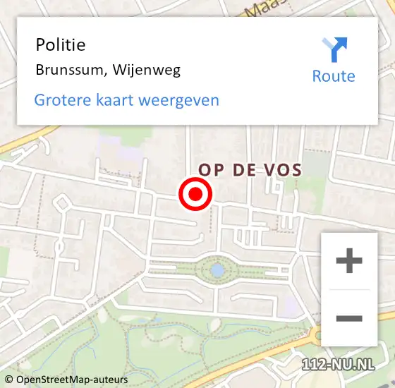 Locatie op kaart van de 112 melding: Politie Brunssum, Wijenweg op 27 juni 2023 13:38