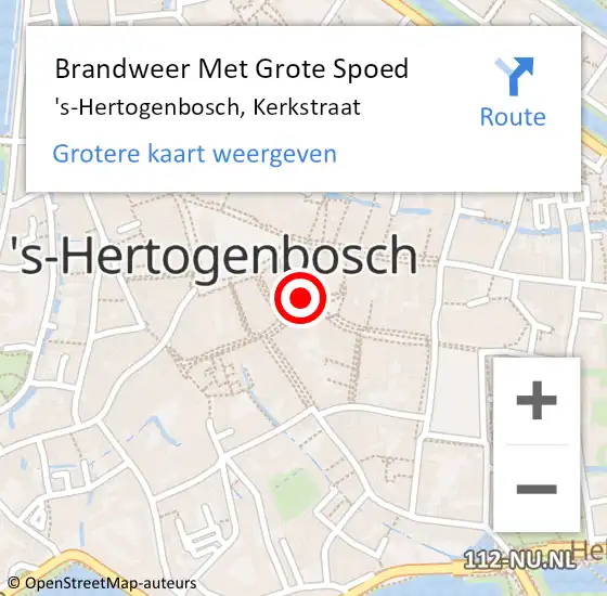 Locatie op kaart van de 112 melding: Brandweer Met Grote Spoed Naar 's-Hertogenbosch, Kerkstraat op 27 juni 2023 13:42