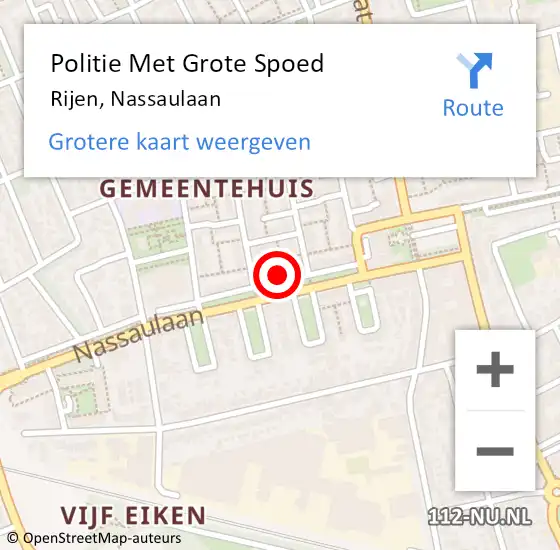 Locatie op kaart van de 112 melding: Politie Met Grote Spoed Naar Rijen, Nassaulaan op 27 juni 2023 13:44