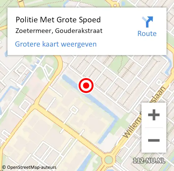 Locatie op kaart van de 112 melding: Politie Met Grote Spoed Naar Zoetermeer, Gouderakstraat op 27 juni 2023 13:47