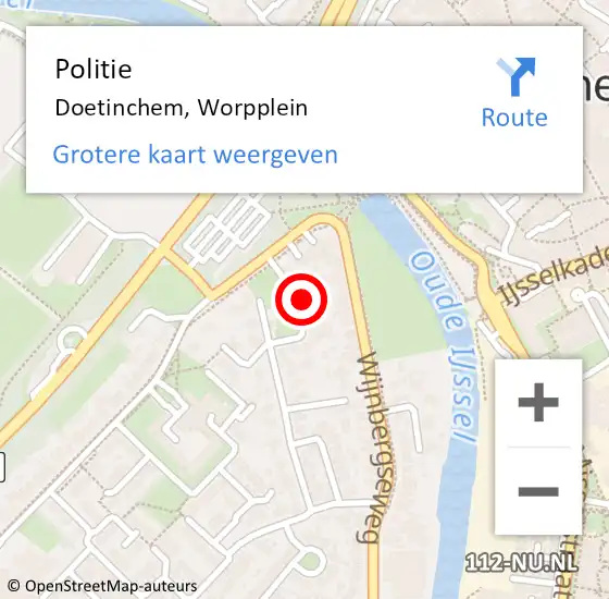 Locatie op kaart van de 112 melding: Politie Doetinchem, Worpplein op 27 juni 2023 14:00