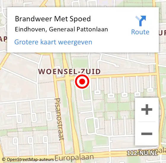 Locatie op kaart van de 112 melding: Brandweer Met Spoed Naar Eindhoven, Generaal Pattonlaan op 27 juni 2023 14:27