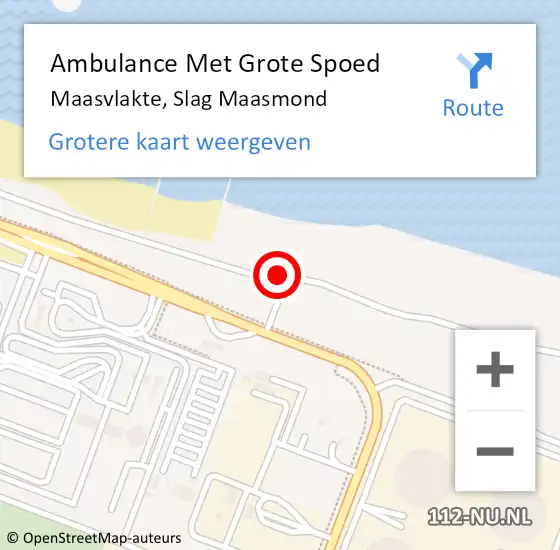 Locatie op kaart van de 112 melding: Ambulance Met Grote Spoed Naar Maasvlakte, Slag Maasmond op 27 juni 2023 14:36