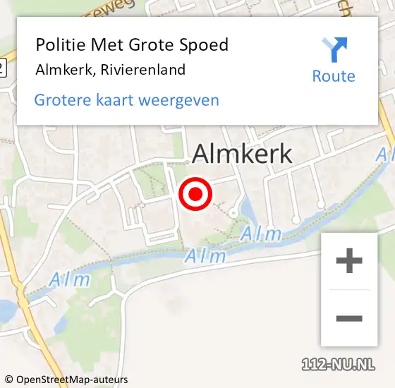 Locatie op kaart van de 112 melding: Politie Met Grote Spoed Naar Almkerk, Rivierenland op 27 juni 2023 14:49
