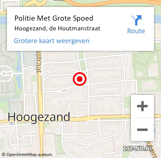 Locatie op kaart van de 112 melding: Politie Met Grote Spoed Naar Hoogezand, de Houtmanstraat op 27 juni 2023 14:57