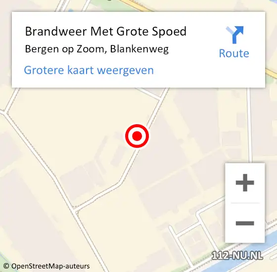 Locatie op kaart van de 112 melding: Brandweer Met Grote Spoed Naar Bergen op Zoom, Blankenweg op 27 juni 2023 15:01