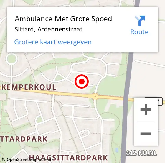 Locatie op kaart van de 112 melding: Ambulance Met Grote Spoed Naar Sittard, Ardennenstraat op 30 augustus 2014 15:43