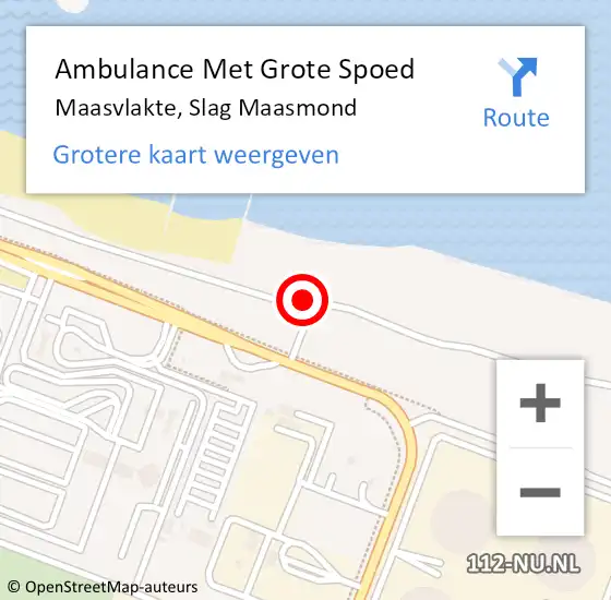 Locatie op kaart van de 112 melding: Ambulance Met Grote Spoed Naar Maasvlakte, Slag Maasmond op 27 juni 2023 15:09