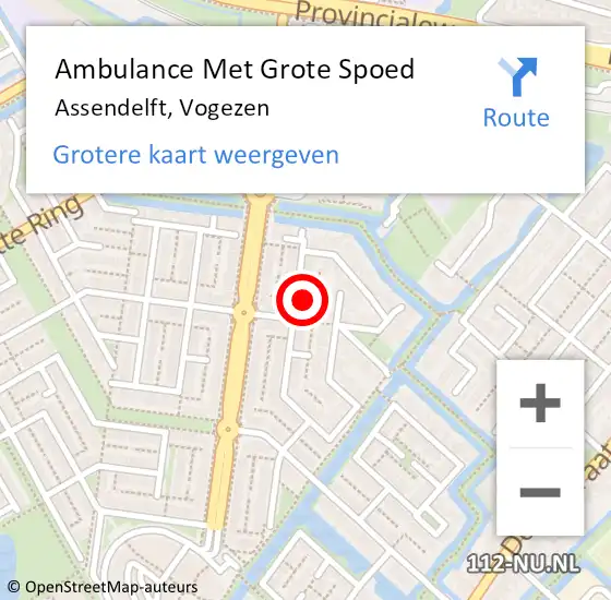 Locatie op kaart van de 112 melding: Ambulance Met Grote Spoed Naar Assendelft, Vogezen op 27 juni 2023 15:18