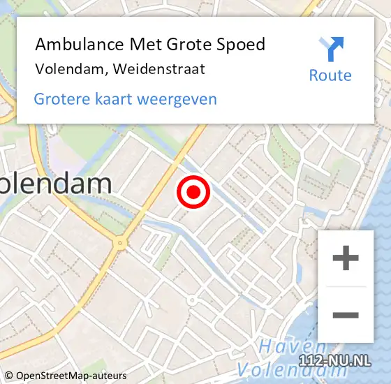 Locatie op kaart van de 112 melding: Ambulance Met Grote Spoed Naar Volendam, Weidenstraat op 30 augustus 2014 15:46