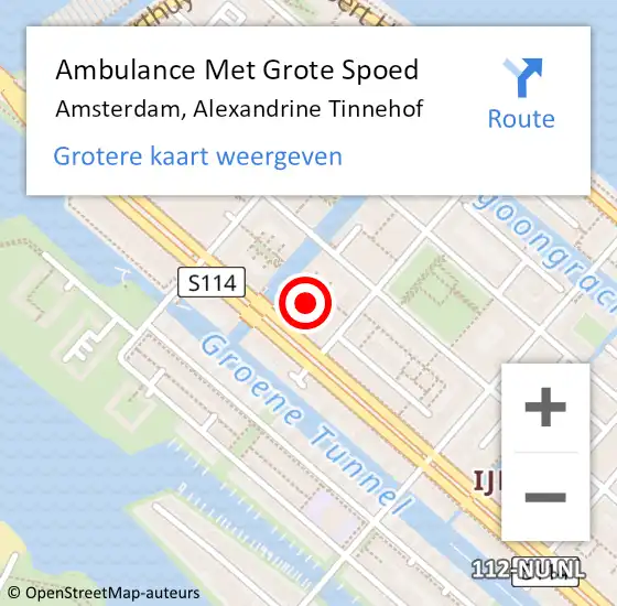 Locatie op kaart van de 112 melding: Ambulance Met Grote Spoed Naar Amsterdam, Alexandrine Tinnehof op 27 juni 2023 15:36