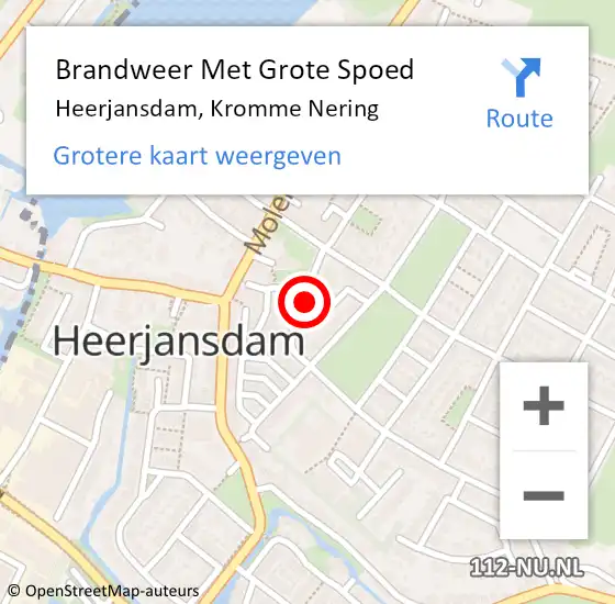 Locatie op kaart van de 112 melding: Brandweer Met Grote Spoed Naar Heerjansdam, Kromme Nering op 27 juni 2023 15:40