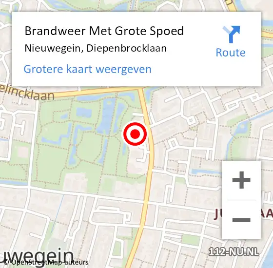 Locatie op kaart van de 112 melding: Brandweer Met Grote Spoed Naar Nieuwegein, Diepenbrocklaan op 27 juni 2023 15:59