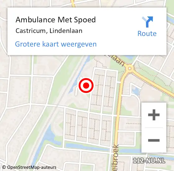Locatie op kaart van de 112 melding: Ambulance Met Spoed Naar Castricum, Lindenlaan op 27 juni 2023 16:12