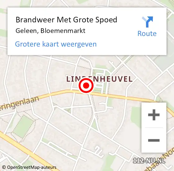 Locatie op kaart van de 112 melding: Brandweer Met Grote Spoed Naar Geleen, Bloemenmarkt op 27 juni 2023 16:15