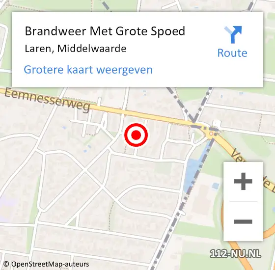 Locatie op kaart van de 112 melding: Brandweer Met Grote Spoed Naar Laren, Middelwaarde op 27 juni 2023 16:28