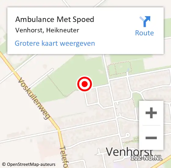 Locatie op kaart van de 112 melding: Ambulance Met Spoed Naar Venhorst, Heikneuter op 30 augustus 2014 15:56