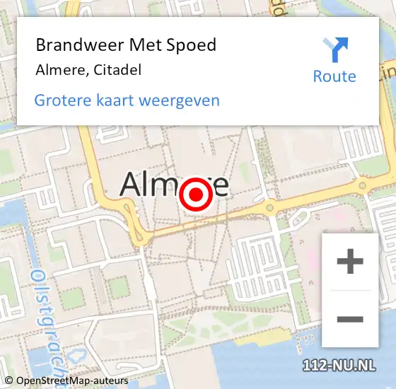 Locatie op kaart van de 112 melding: Brandweer Met Spoed Naar Almere, Citadel op 27 juni 2023 16:41