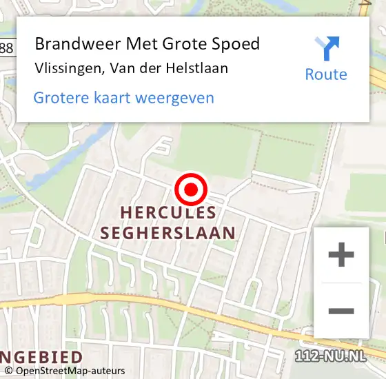 Locatie op kaart van de 112 melding: Brandweer Met Grote Spoed Naar Vlissingen, Van der Helstlaan op 27 juni 2023 16:52