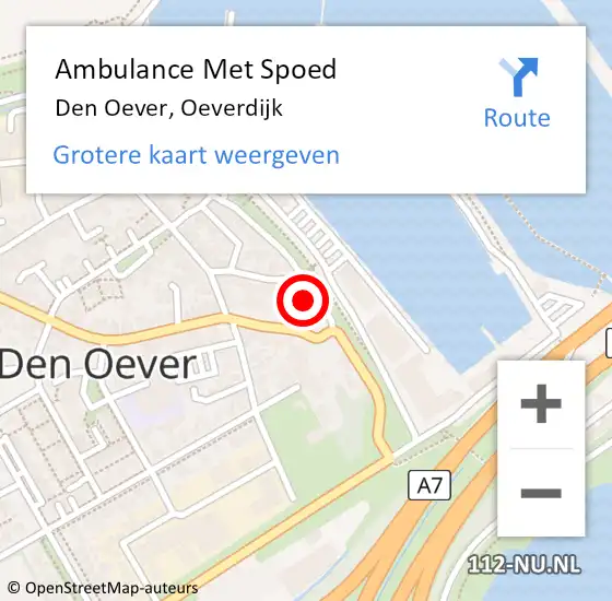 Locatie op kaart van de 112 melding: Ambulance Met Spoed Naar Den Oever, Oeverdijk op 27 juni 2023 17:04