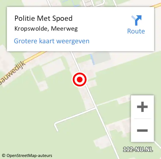Locatie op kaart van de 112 melding: Politie Met Spoed Naar Kropswolde, Meerweg op 27 juni 2023 17:34