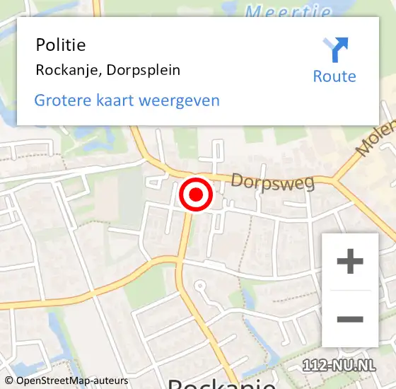 Locatie op kaart van de 112 melding: Politie Rockanje, Dorpsplein op 27 juni 2023 18:04