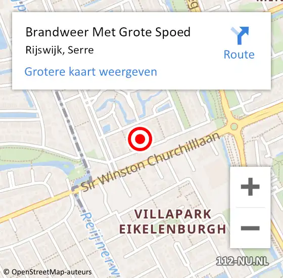 Locatie op kaart van de 112 melding: Brandweer Met Grote Spoed Naar Rijswijk, Serre op 27 juni 2023 18:12
